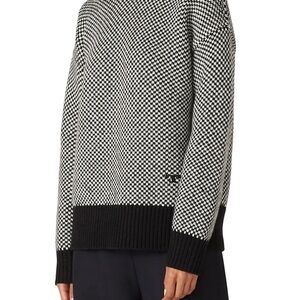 Tory Burch 100% Wool Oversized Crewneck Sweater Black Ivory S